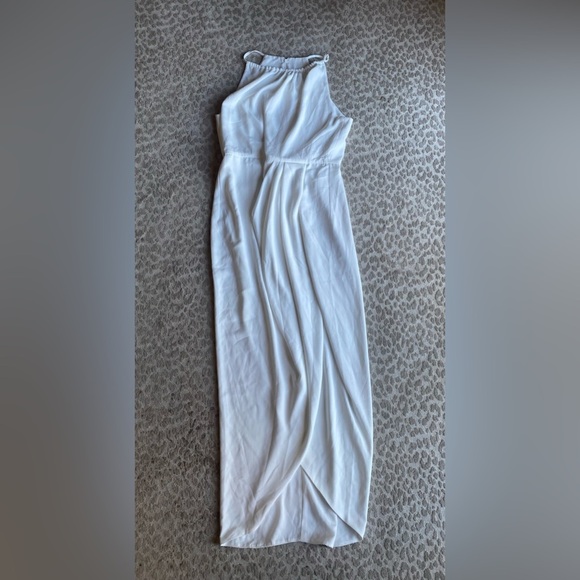 Shona Joy Ivory High Neck Ruched Midi Dress, size 10 - Picture 3 of 9